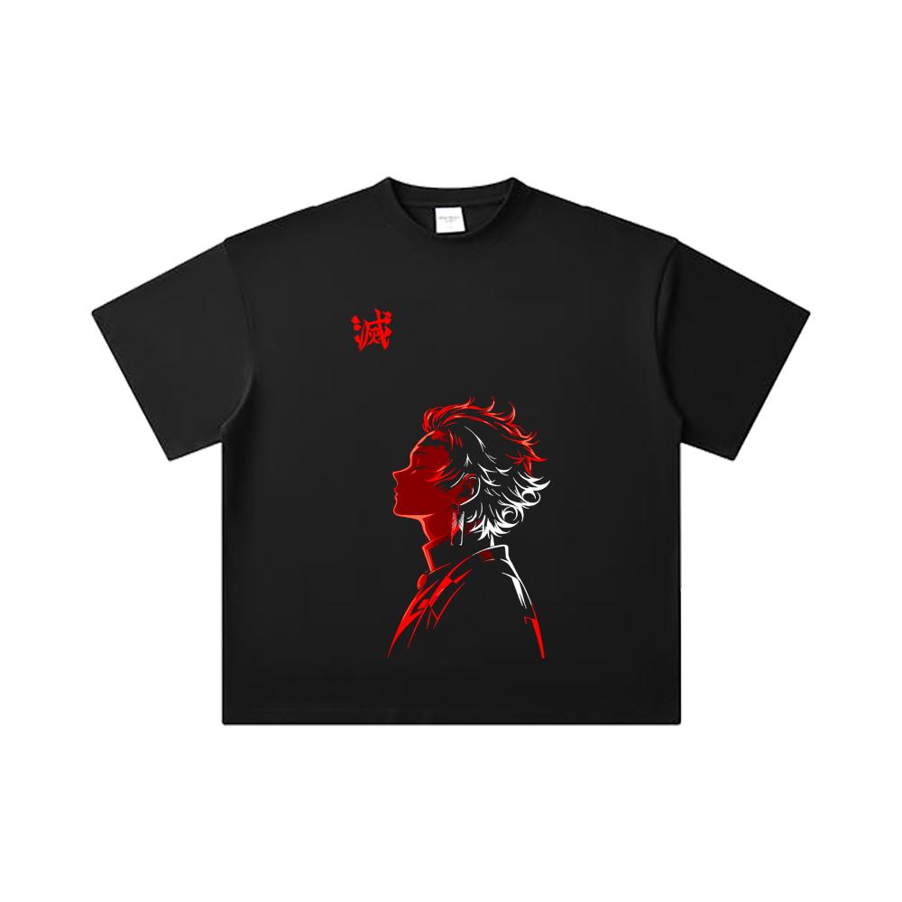 260 GSM Double Yarn 32 Count 100% Cotton Demon Slayer V108 Tanjiro Print Unisex Heavy Cotton T Shirt