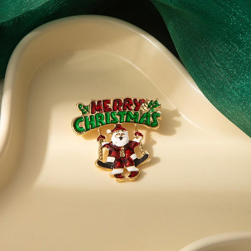 Charming Cartoon Christmas Elk Brooch with Bells & Rhinestones