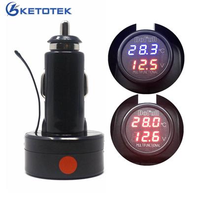 3 in 1 Voltmetro per auto Termometro Digitale Tensione della batteria Misuratore di temperatura Caricatore USB Tester batteria 12V 24V DC LED