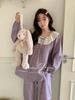 Double yarn crew neck lace cartoon small fresh Layla garden series long sleeves trousers Yi Tian Zi