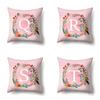 Polyester Pillowcase Pink Flower Home Decoration Print 26 English Letter Cushion Pillowcase