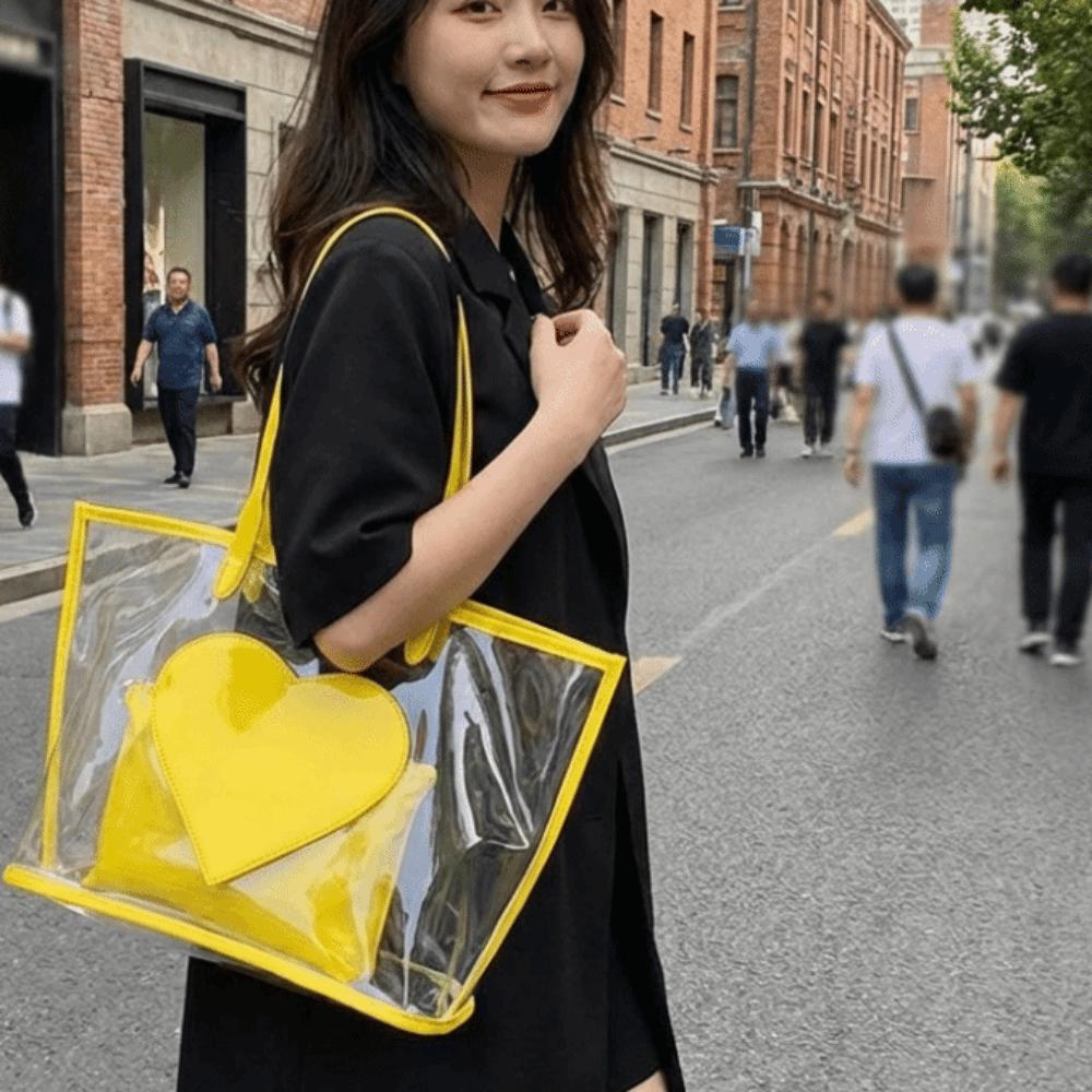 Versatile Transparent Handbags Waterproof Beach Bag Jelly Color Shoulder Bag Women Use