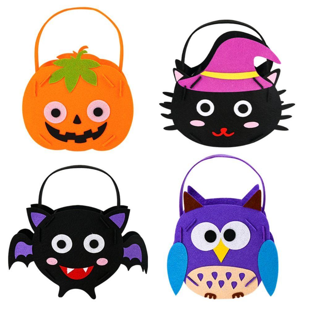 Storage Bucket Halloween Candy Bag Trick Or Treat Gift Basket Cartoon Halloween Bag  For Kids