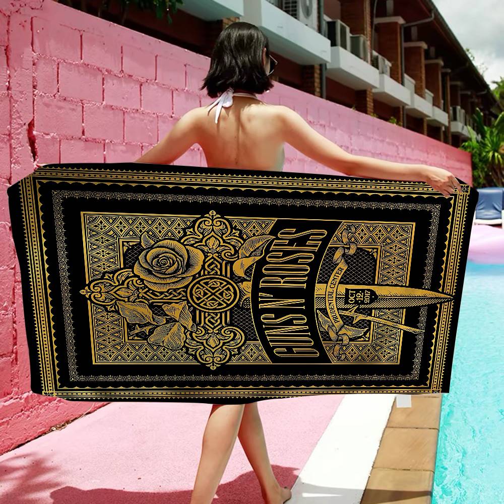 Cool Band G-Guns N-N R-Roses Rock Beach Towel Colorful Bath Towels for Girl Microfiber Custom Sand Free Beach Yoga Spa Gym Pool