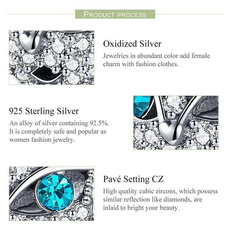 BAMOER High Quality Authentic 925 Sterling Silver Kitten Cat Fox Shape Charms Clear CZ Beads