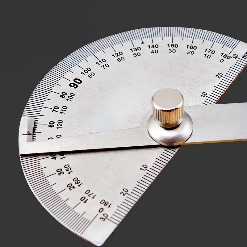 Precision Stainless Steel Angle Protractor - 0-180 Degree Adjustable Ruler, 3.94 Inch Woodworking Measurement Tool with Protective Soolies