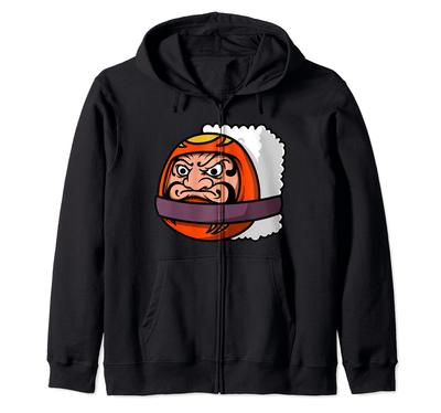 Japanische Daruma-Puppe Sushi Zip-Hoodie