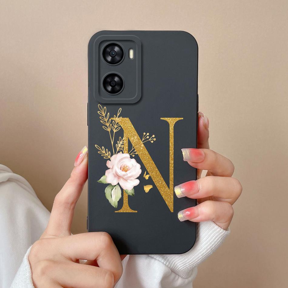 Elegant Case For One Plus Nord N20 SE N300 Gold Letter Soft Liquid Silicone Couple Phone Covers For 1+ Nord N20SE N 300 Bumper