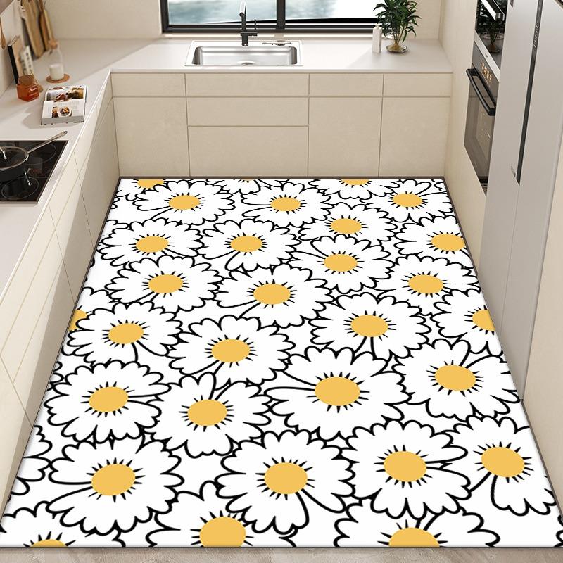 Kitchen Carpet Anti-slip Oil-proof Waterproof PVC Floor Mat Large Area Rug for Home Decoration Alfombra De Cocina