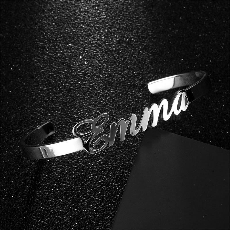 Name Bracelets Bangles Rose Gold/Gold/ Silver Color Stainless Steel Bracelet Personalized Jewelry for Girls Boy BFF