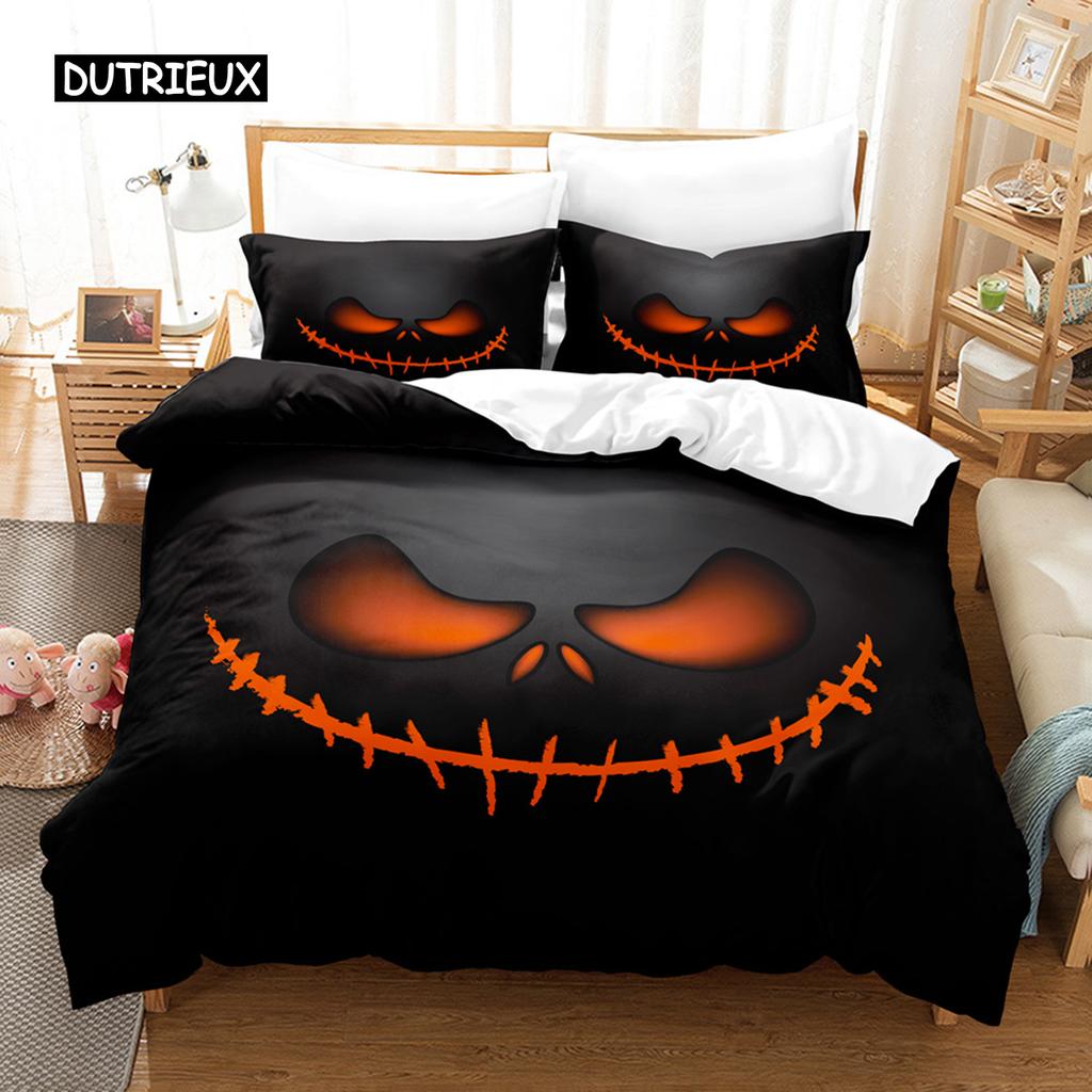 Halloweenský povlak na přikrývku Kreslená dýně Twin povlak na přikrývku Lucerna Ložní souprava Polyesterový povlak na přikrývku s duchem pro děti Chlapce Dívky
