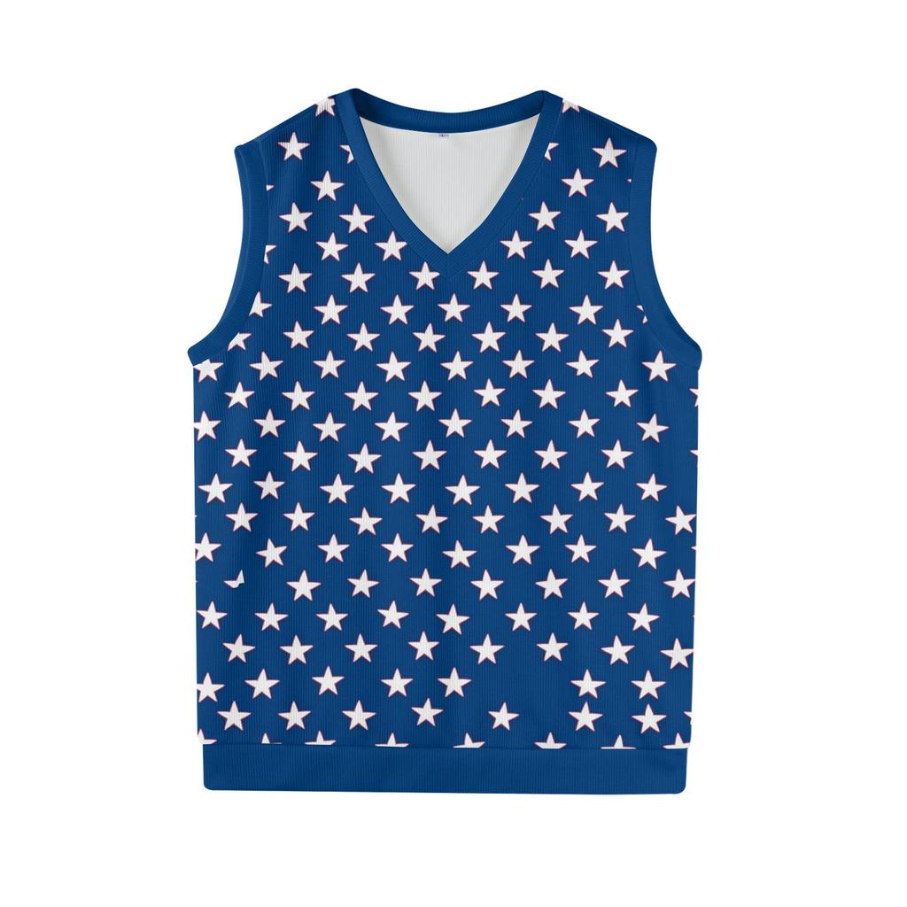 Herr Mode Tryckt V-ringad Ärmlös Stickad Pullover