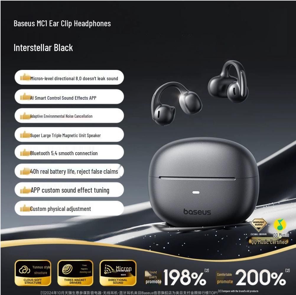 Baseus MC1 Bone Conduction Ear Clips: Open-Ear Wireless Headphones for Sports and Running