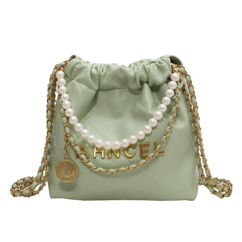 Popular small bags women's summer versatile new diamond chain messenger bag pearl bucket bag