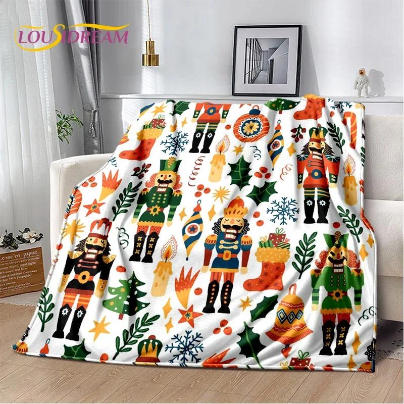 Christmas Tree New Year Nutcracker Cartoon Fairy Tales Blanket,Soft Throw Blanket for Home Bedroom Bed Sofa Cover Child Gift