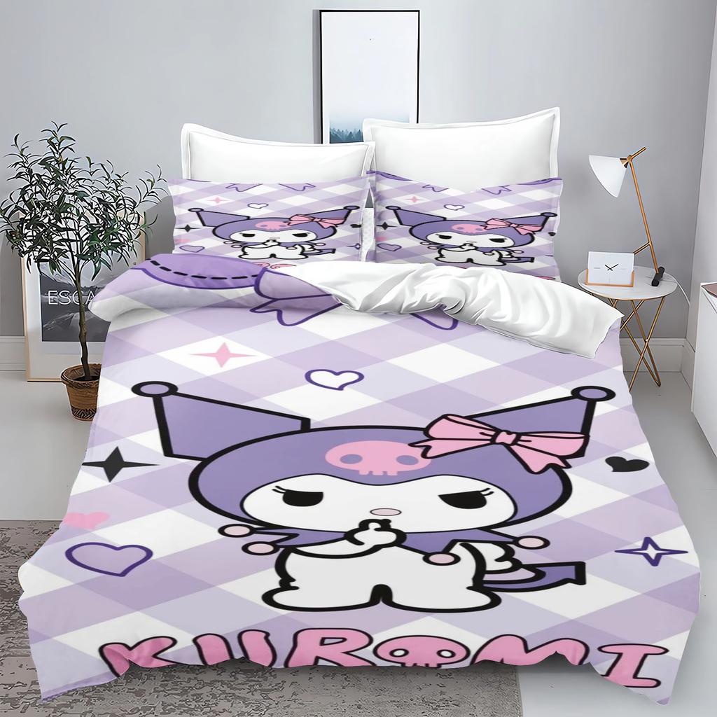 Kuromi My Melody Sanrio Series Printed Bedroom Bedding Set Duvet Cover Christmas Gifts Comforte Cartoon With Pillowcase