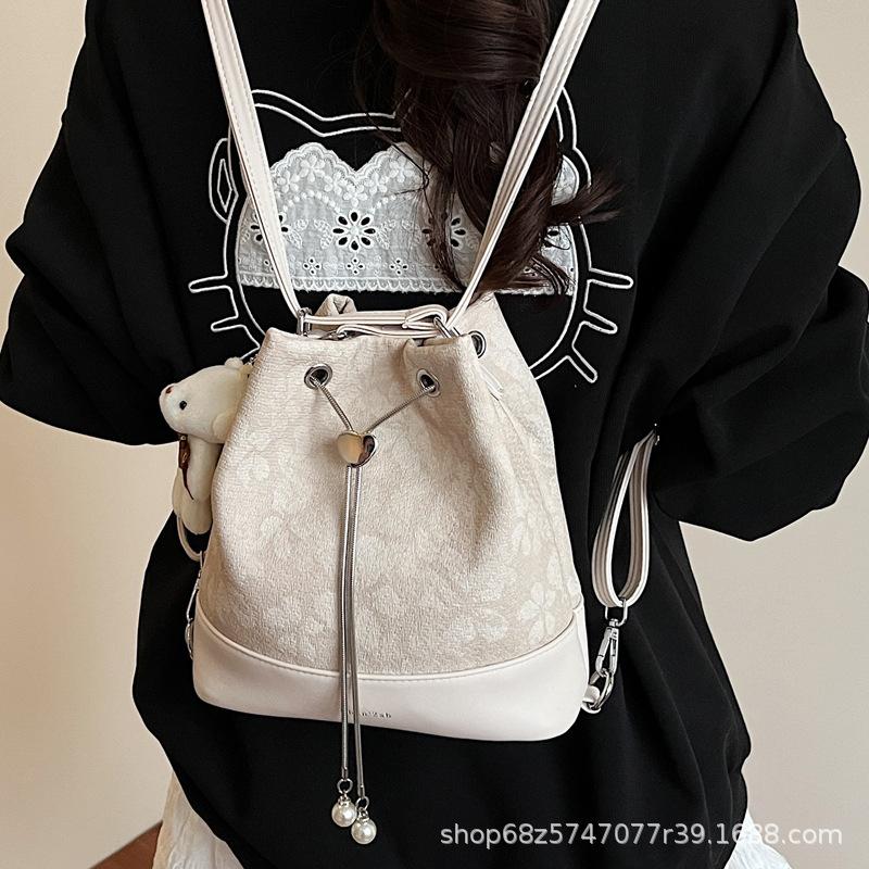 Fashion Design Backpack Bag Women's 2025 New Niche Design Bucket Bag Print Mostly Use One-shoulder Crossbody Bag Trend