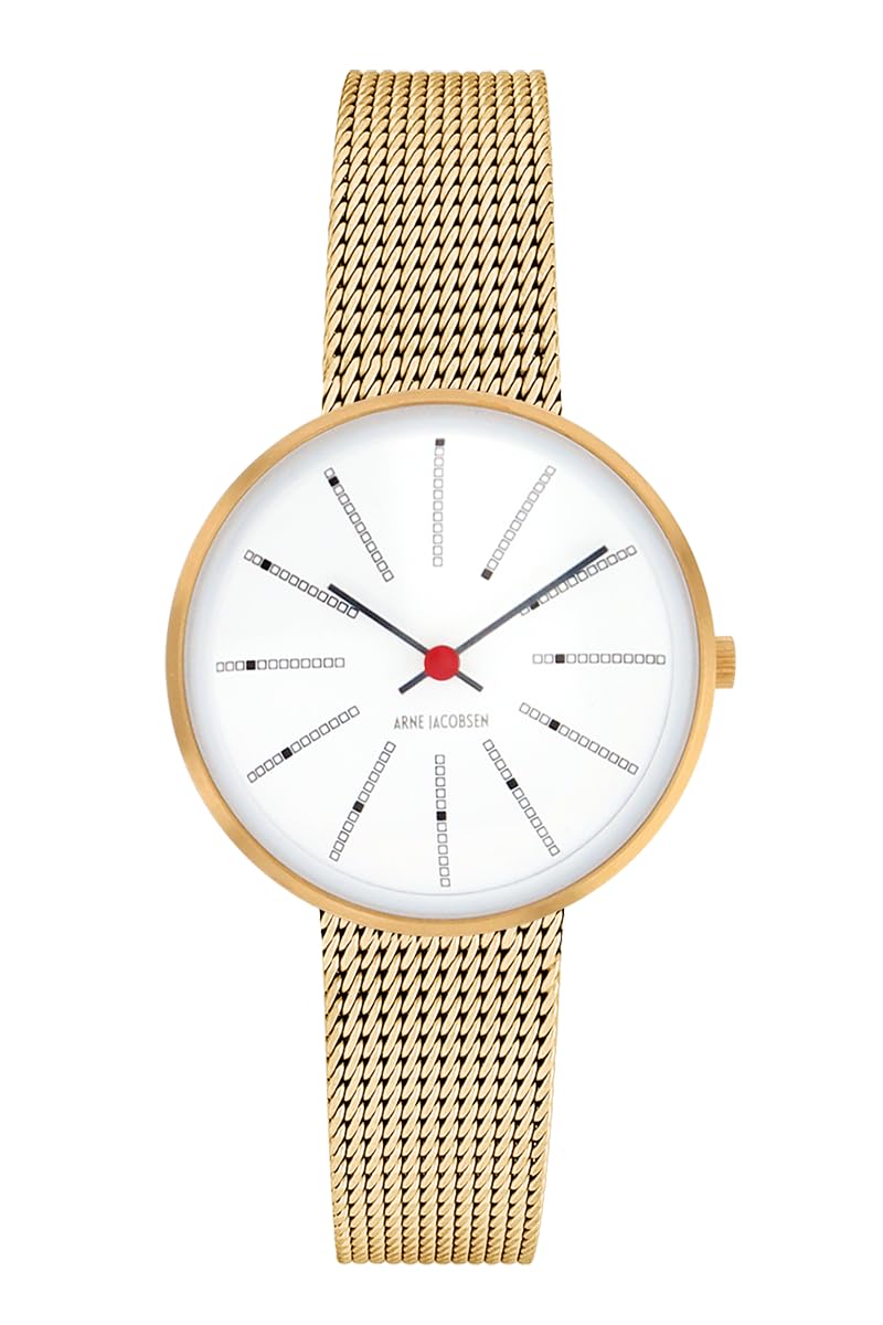 

ARNE JACOBSEN BANKERS 53113-1409 30mm Watch, Nordic Design, Water Resistant (Quiet Design with No Second Hand), White Gold, Mesh Strap