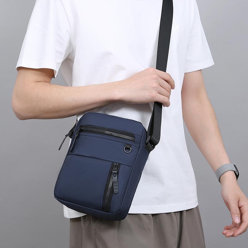 Messenger Sling Bags for Men Casual Oxford Small Zipper Crossbody Pouch Simple Mini Crossbody Phone Bag Male Side Shoulder Bag