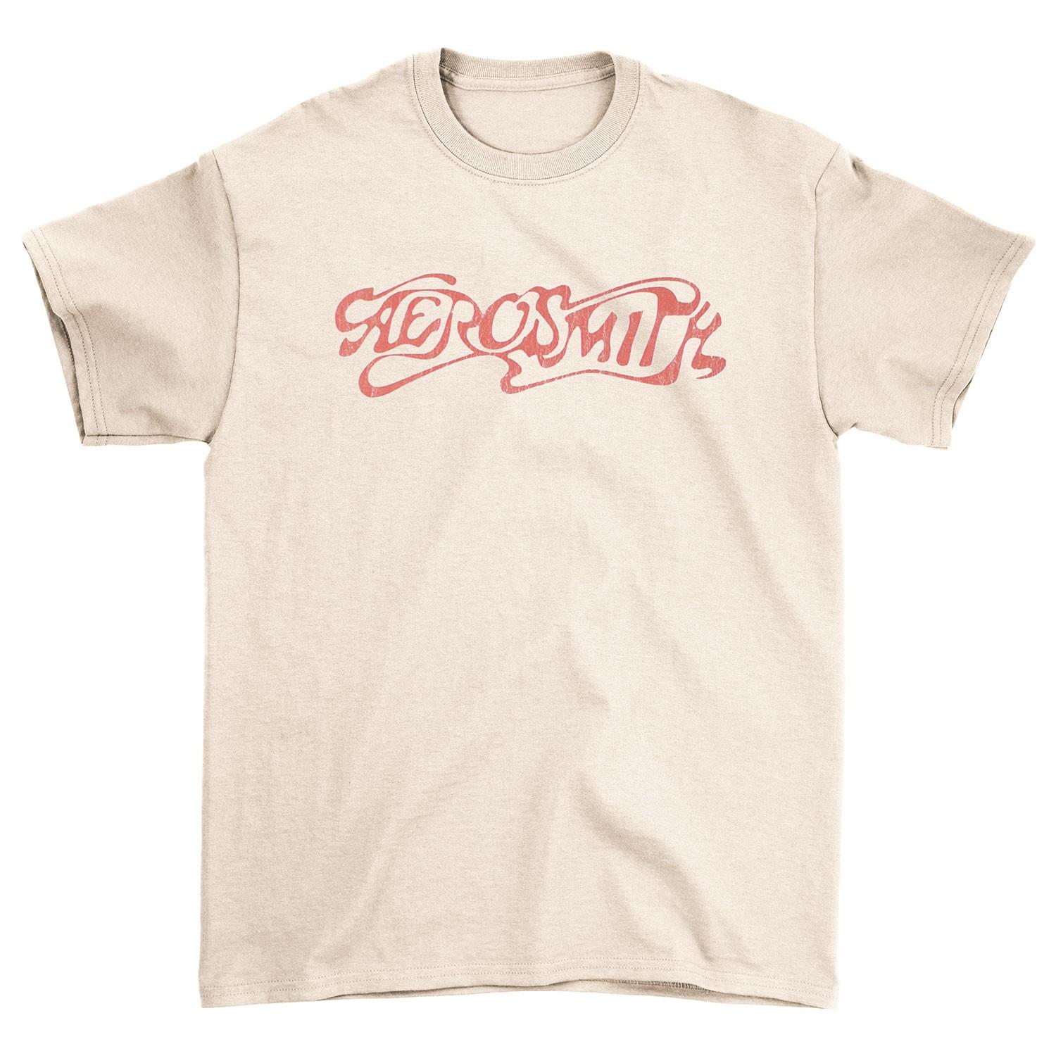 Men s Aerosmith Classic Logo T-shirt Medium Natural S