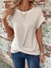 Solid Color Round Neck T-shirt with Twist Hem - Women's Elegant Spring/Summer 2025 Collection
