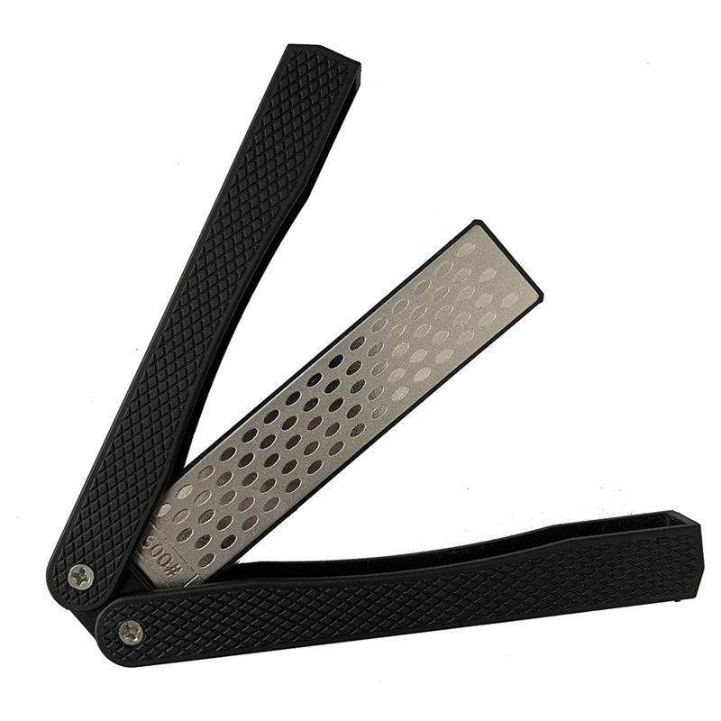 Practical-Double Sided Diamond Sharpener, Handheld Fine Coarse Diafold Blades Sharpening Stone 400/600 Grit чёрный