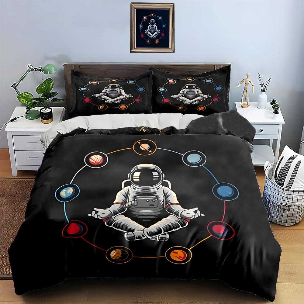 Astronaut planetary meditation Bedding Duvet cover sets Duvet covers Pillowcases gifts (1 * Duvet Cover 2 * Pillowcases, without duvet insert)