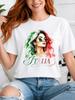 Italia Unisex Ritratto Acquerello Capelli Verdi Rossi E Con Elegante Scrittura Scritta Country Womes Unisex Tutte le Magliette