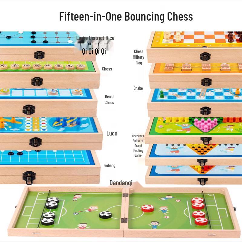 15-in-1 Wooden Multi-Game Board Set