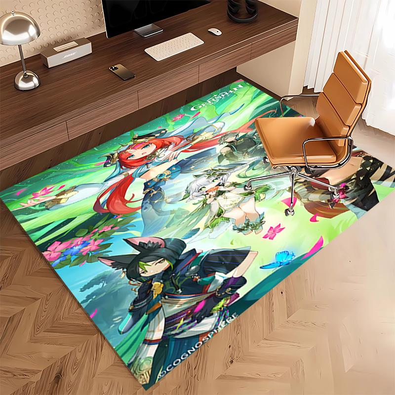 1pc Genshin Impact characters1 Print Area Rug - Soft, Washable Non-Slip Indoor Mat, Living Room, Home Office Decorative Rug,Office Decorative