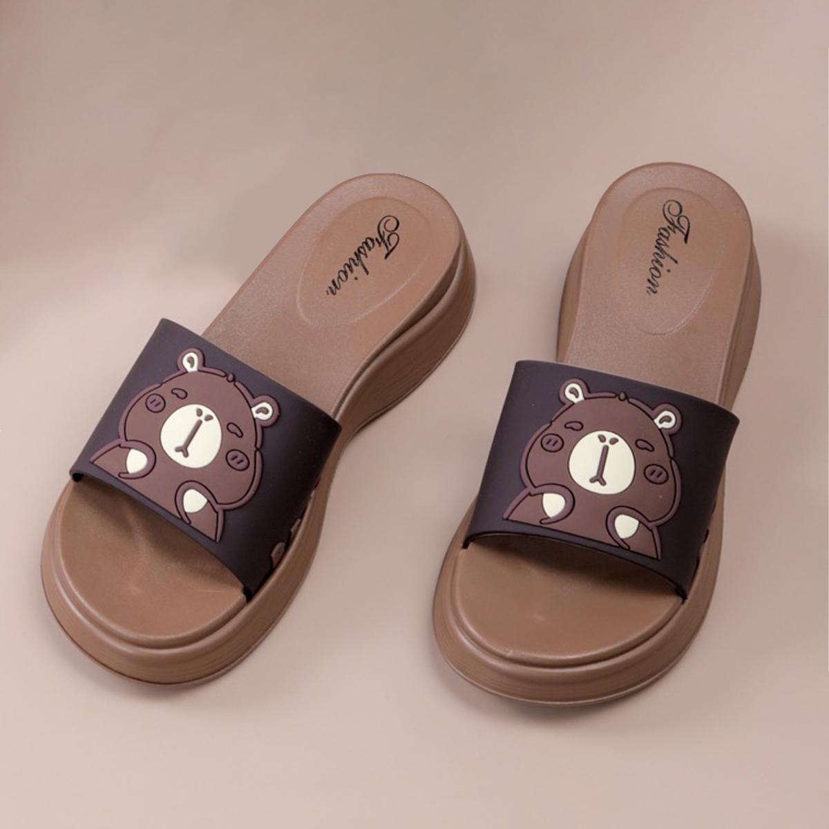 

Уличные милые женские сандалии Capibara с рисунком из мультфильма, 4 см, однотонные тапочки из ПВХ на платформе с буквенным принтом для женщин 36-40