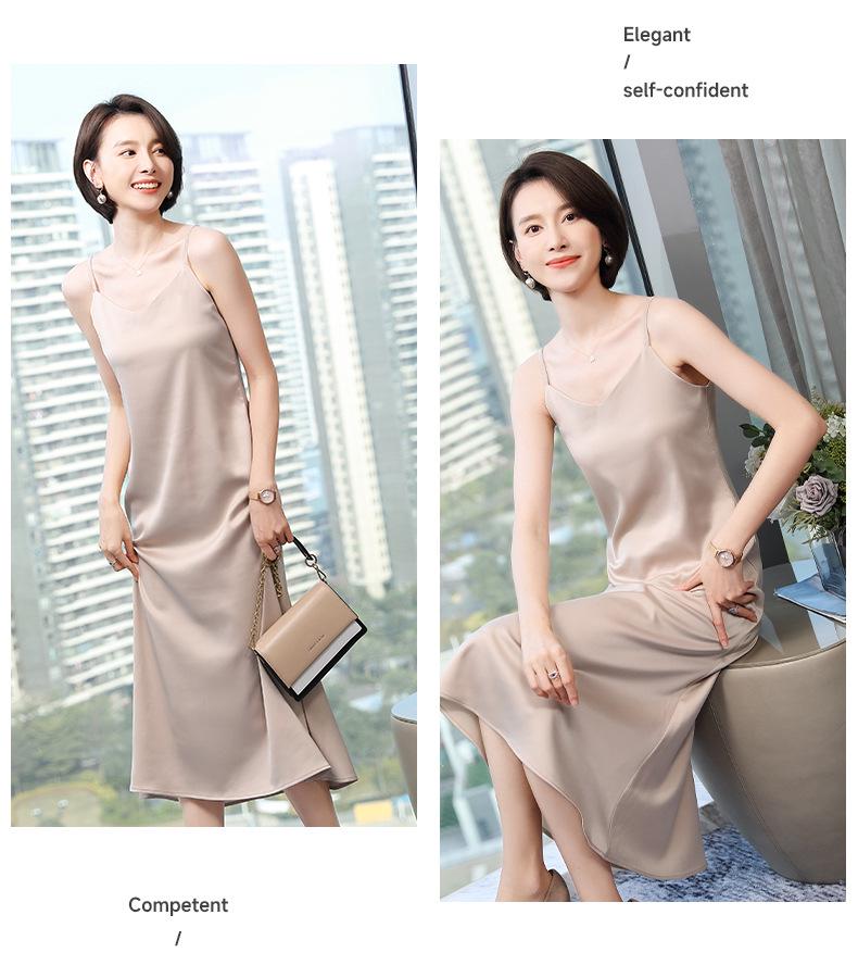2026 Summer Slim-fit Satin Spaghetti Strap Maxi Dress