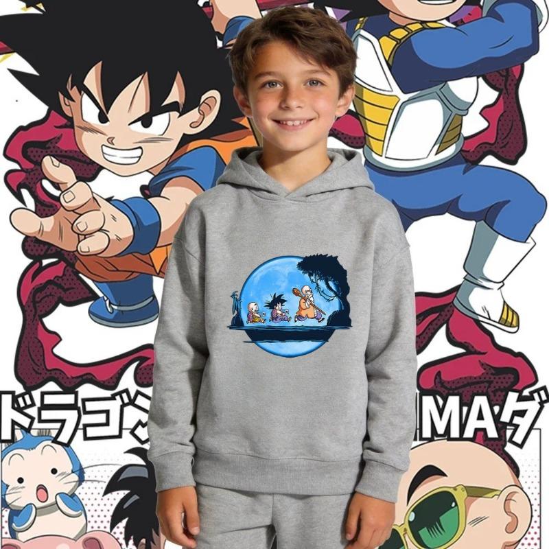 Dragon Ball Children's Sport Hooded Sweatshirt - Fall/Winter Fashion Retro Anime Print Boys' Girls' Comfortable Coat