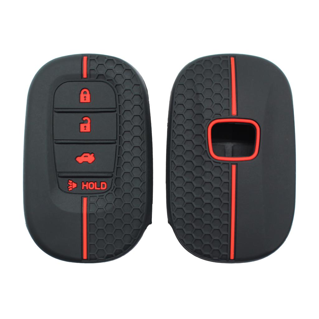 Silicone Rubber Key Fob Cover Compatible With Honda - Accord Civic Cr-V Sport Si Ex Ex-L Touring 4 Buttons Smart Key