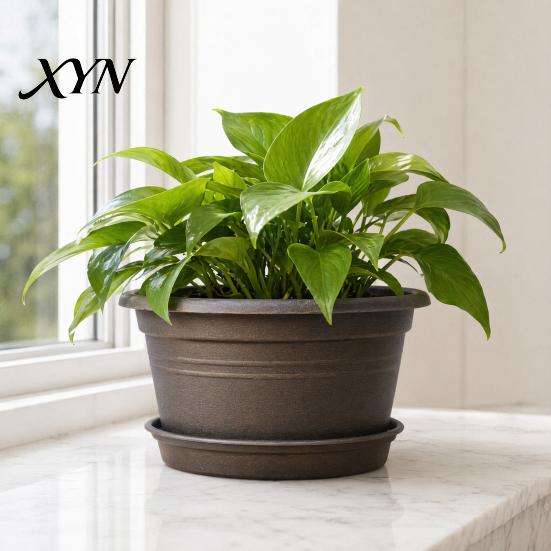 Resin Planters for Bulbs Bulb Plant Pot with Saucer, 10 Inch 13 Wide Flowerpot Decorative Pots Living Room Drainage Holes, Indoor Outdoor Planter