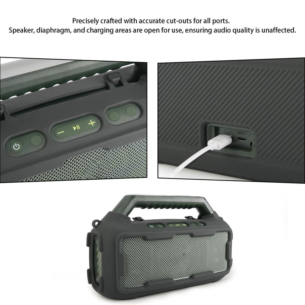 Carrying Silicone Cover Case Fit for Soundcore Boom 2 with Adjustable Shoulder Strap Anti-Slip & Scratch-Resistant