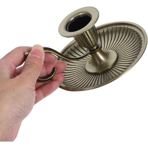 Healifty Taper Candle Holders Vintage Bronze Candlestick Holder with Handle European Style Candle Stand Chamberstick Handheld for Centerpiece Party