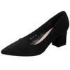 High Heels Women's Spring and Autumn Black Suede Middle Heel Pumps Women's New Pointed Commuter Professional Work Shoes Women