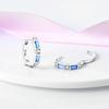 925 Sterling Silver Fresh Blue and White Hoop Earring For Anniversary Wedding Jewelry GiftsGood product