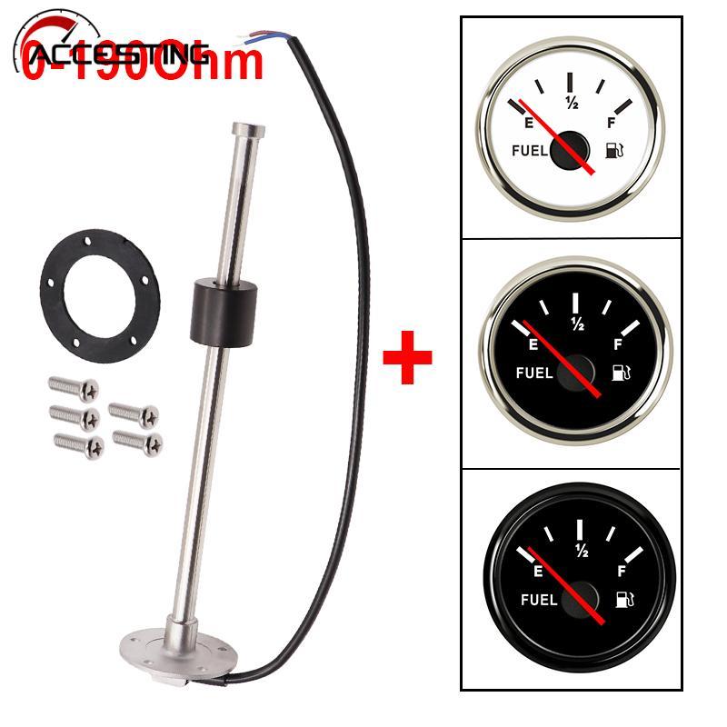 0-190 Ohm Fuel Level Guage Meter 400mm 450mm 500mm 550mm Fuel Level Sensor 52MM Fuel gauge For Marine Boat Car Truck