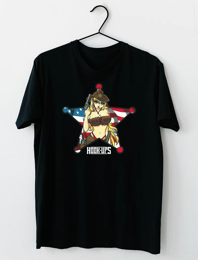 Hookups Skateboard American Cowboy Girl T-Shirt S-2XL XL