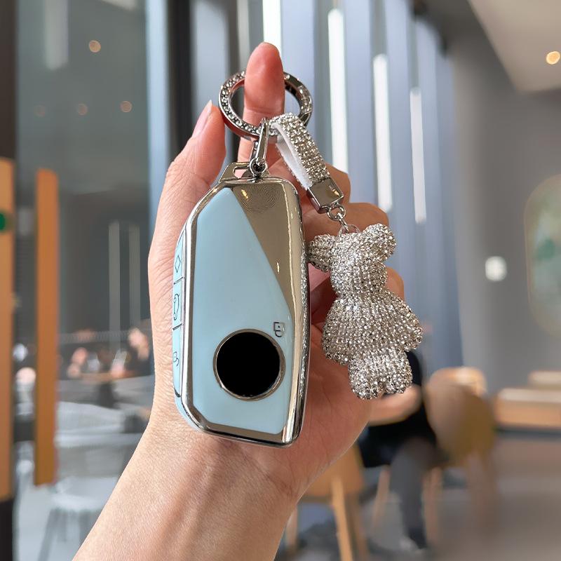 

TPU Car Key Case Remote Cover Shell Holder Styling Fob For BMW New 530Li i5 iX1 X1 X5 840I 740Li iX i7 X6 X7 5 7 Series 2025 blue set-1