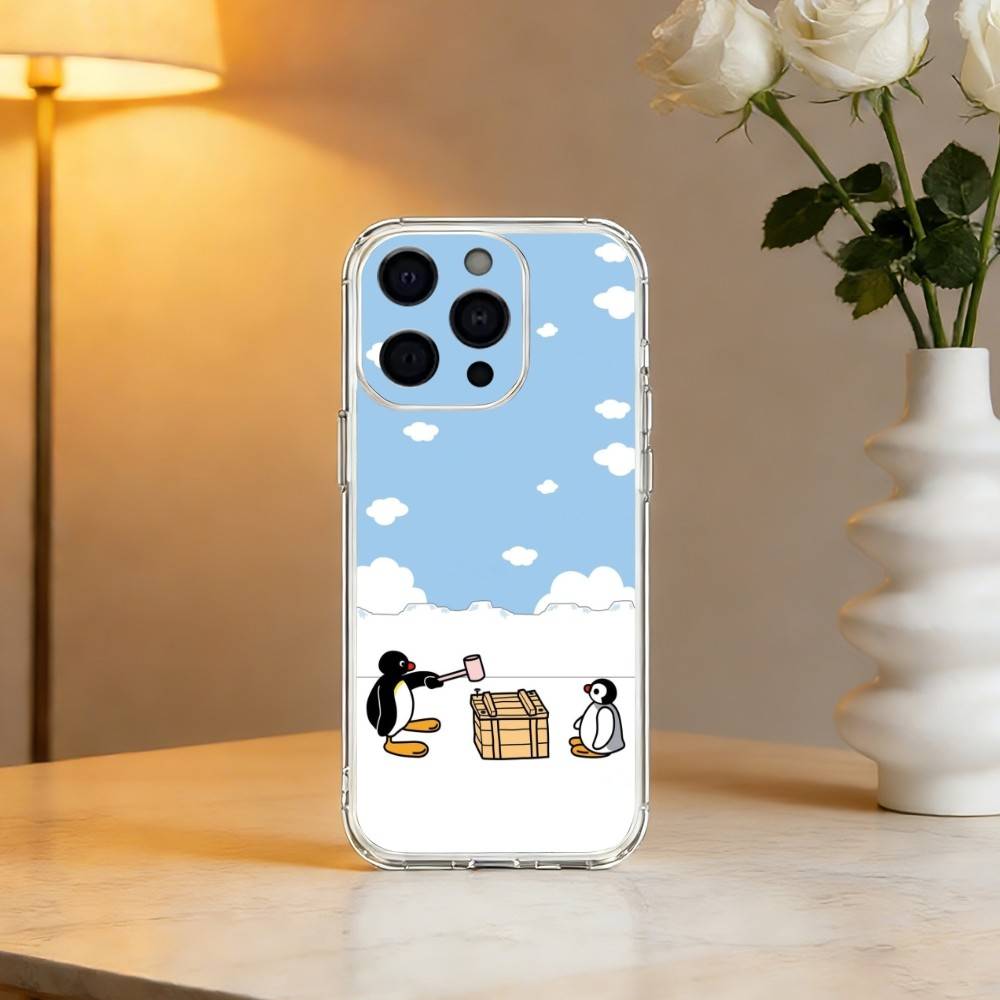 Emoticons P-Pingu Penguin Phone Case For iPhone 17 16 15 14 13 12 11 Mini Pro Max Plus Transparent Cover