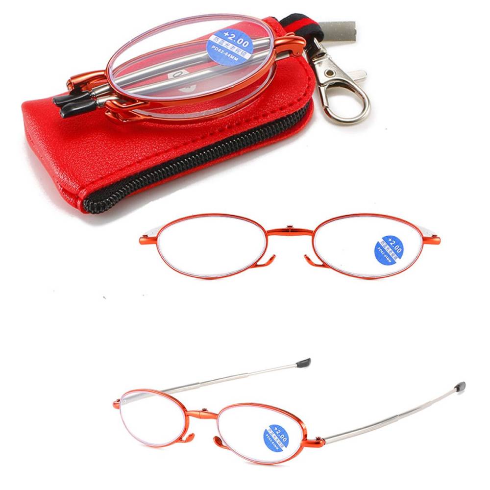 

1 шт. Складные очки для чтения с футляром, Сверхлегкие безободковые магнитные очки Унисекс для ухода за зрением, Диоптрии +1.0~4.0 +2.5