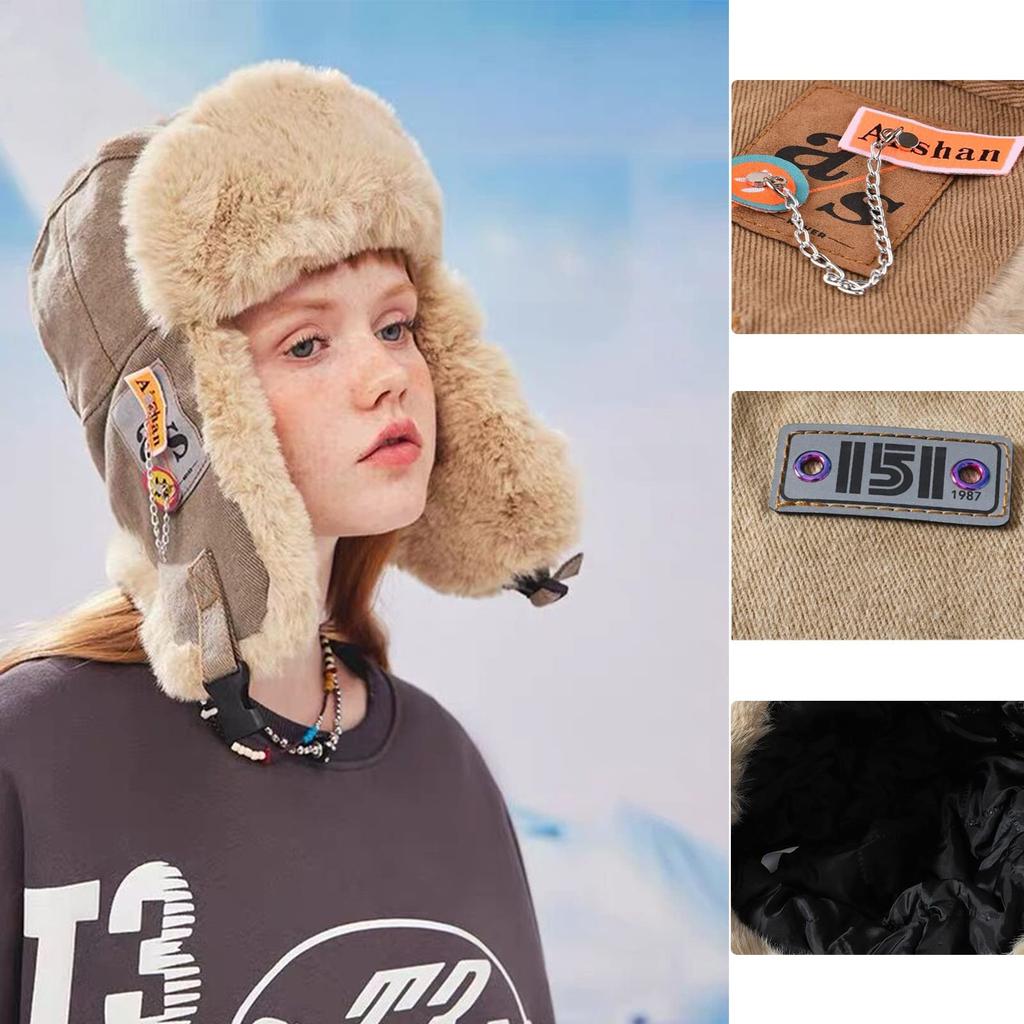 Croogo Pilot Warm Flight Cap with Ear Perfect for Winter Snow Mountain Winter and Outdoor Work Cap, Mid-Winter Fleece-Lined Flaps, Unisex, Commuting,