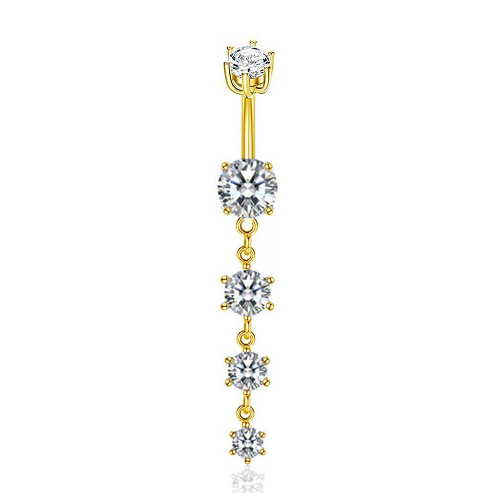 Anneau de nombril en acier inoxydable rose avec longue tige et fleur en cristal CZ pour piercing ombilical pour femmes Bijoux Sexy PLANT&Navel & Bell Button Rings&body