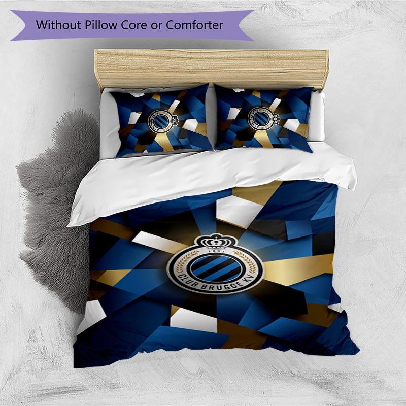 Set Biancheria da Letto 3 Pezzi Stampato FC Club Brugge Traspirante Copripiumino con Federe Biancheria da Letto Decorativa per Camera da Letto Casa
