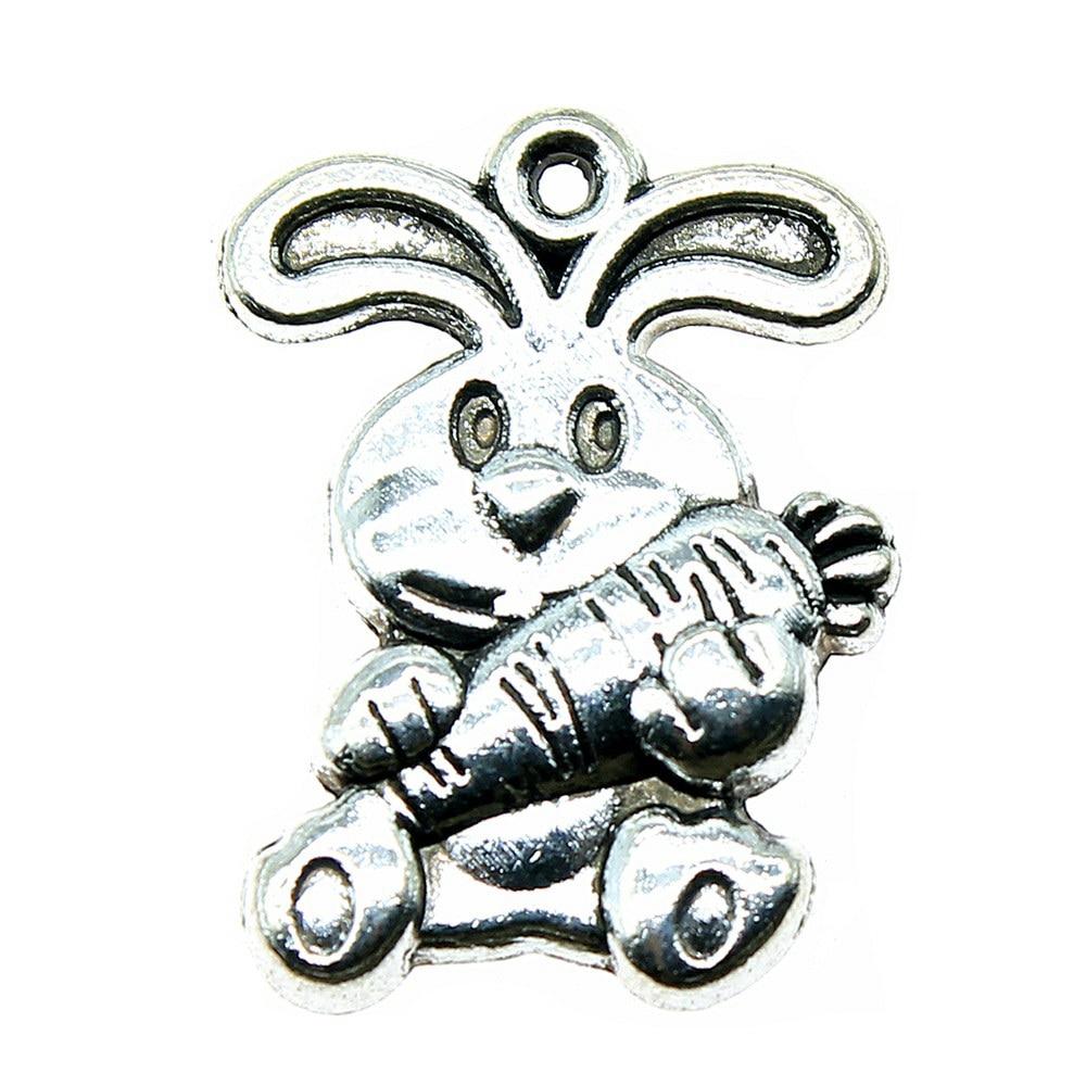 

10 шт., подвески в виде кролика с морковью, принадлежности для ювелирных изделий, цвет антикварного серебра, бренд: WYISYWG 21x15 мм