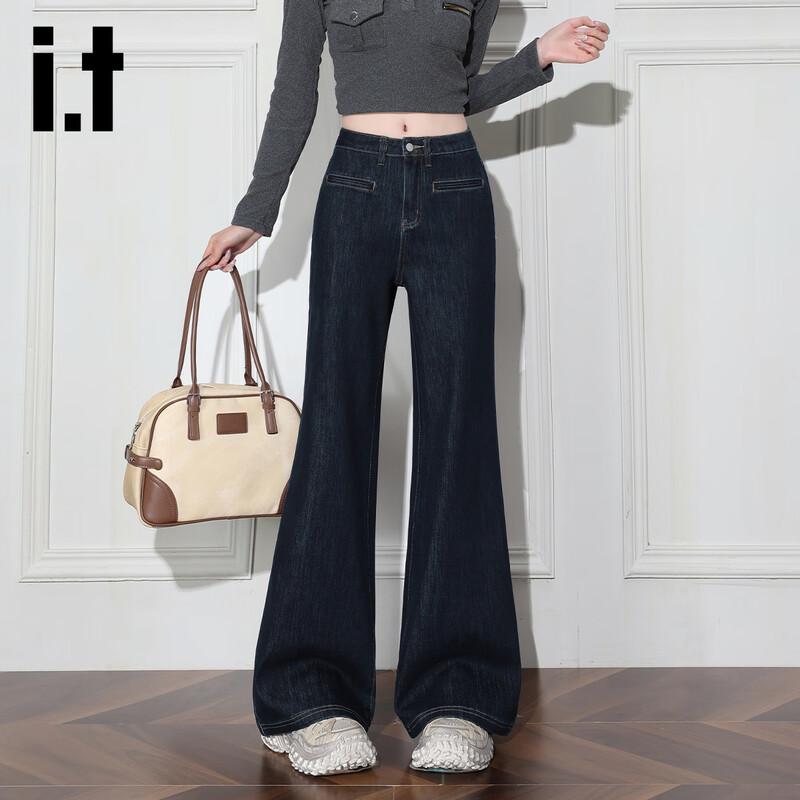 

izzue it Женские джинсы винтажного прямого кроя с высокой посадкой из смеси лиоцелла L