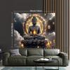 Arazzo Zen Rilassante 2D Buddha con Candele e Nuvole Decorazione Sfondo Casa